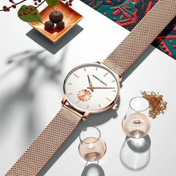 Fashionable Elegant Top Brand Women Watches Original Quartz Movement Stainless Steel Mesh Belt Women Dress Watches